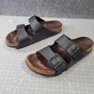 Birkenstock Arizona Sandals EU 40 Narrow Womens 9 Black Two Strap Cork Footbed